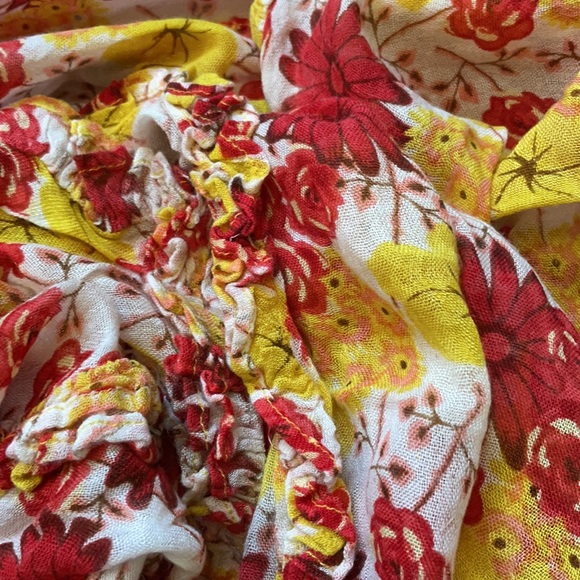 Red & Yellow Floral Lightweight Scarf - Picture 5 of 9